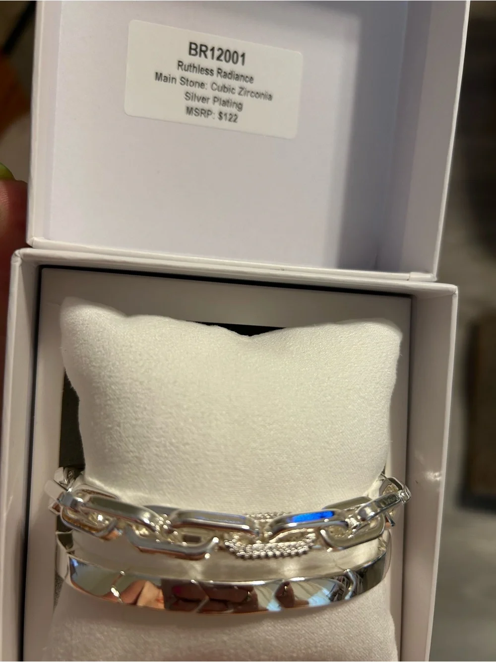 Bomb Party Gem Society Silver Link and Cuff Bracelet Set
